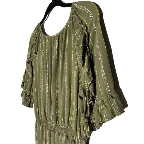 Kaari Blue green striped pesant dress size large - Picture 7 of 13